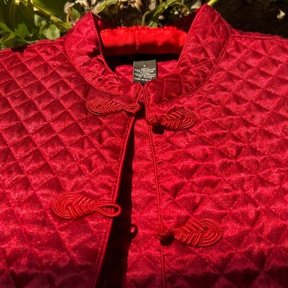 Carole Little Red Quilted Plush Jacket Coat | Oriental Flair | Medium - Picture 2 of 16